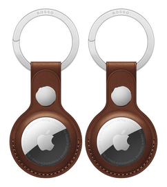 Rosso Deluxe Apple AirTag Sleutelhanger Echt Leer Hoesje 2-Pack Bruin afbeelding