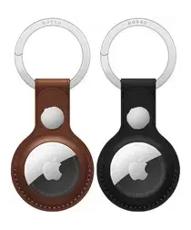 Rosso Deluxe Apple AirTag Sleutelhanger Echt Leer Hoesje 2-Pack Bruin / Zwart afbeelding
