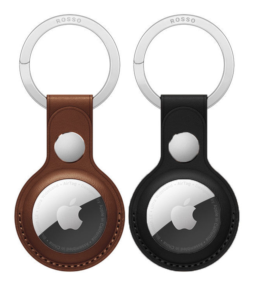 Rosso Deluxe Apple AirTag Sleutelhanger Echt Leer Hoesje 2-Pack Bruin / Zwart afbeelding 1
