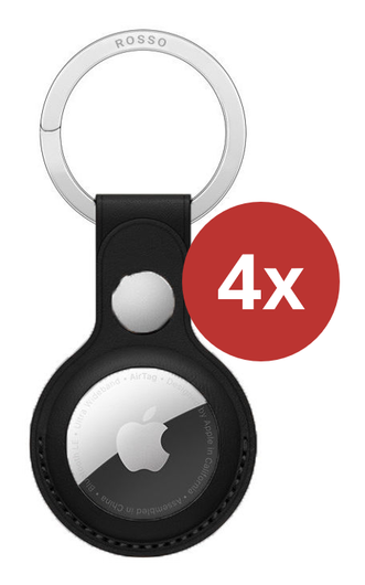 Rosso Deluxe Apple AirTag Sleutelhanger Echt Leer Hoesje 4-Pack Zwart afbeelding 3