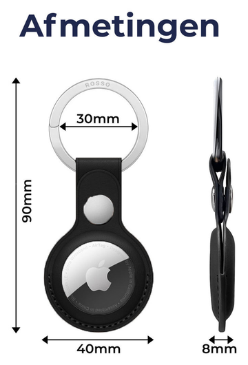 Rosso Deluxe Apple AirTag Sleutelhanger Echt Leer Hoesje 4-Pack Zwart afbeelding 10