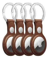 Rosso Deluxe Apple AirTag Sleutelhanger Echt Leer Hoesje 4-Pack Bruin afbeelding