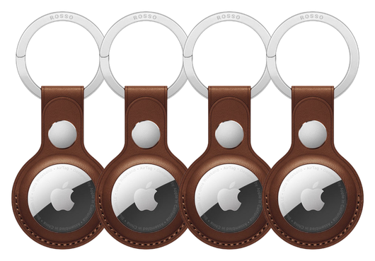 Rosso Deluxe Apple AirTag Sleutelhanger Echt Leer Hoesje 4-Pack Bruin afbeelding 2
