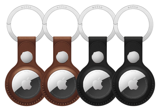 Rosso Deluxe Apple AirTag Sleutelhanger Echt Leer Hoesje 4-Pack Bruin / Zwart afbeelding 2