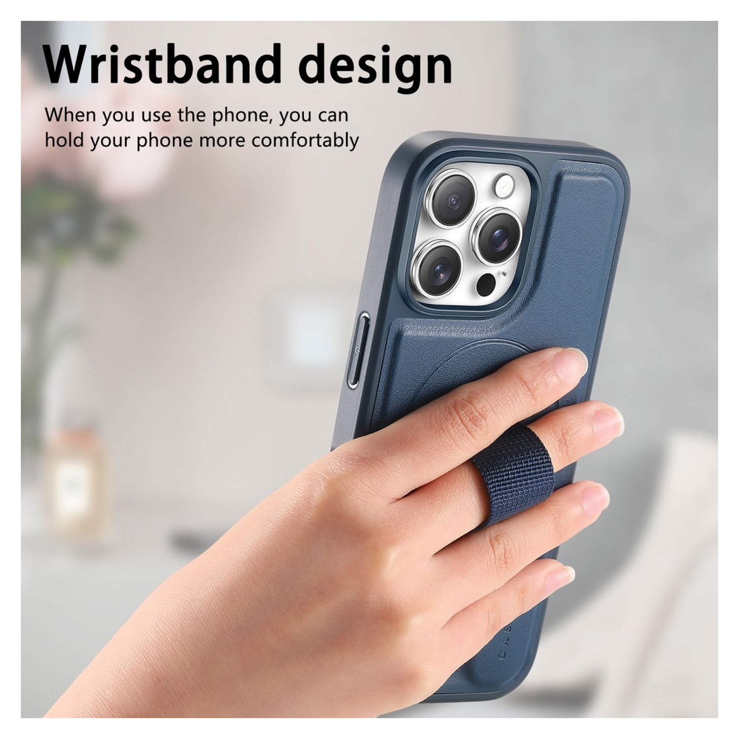 Apple iPhone 14 Pro MagSafe Hoesje met Polsband Blauw afbeelding 6