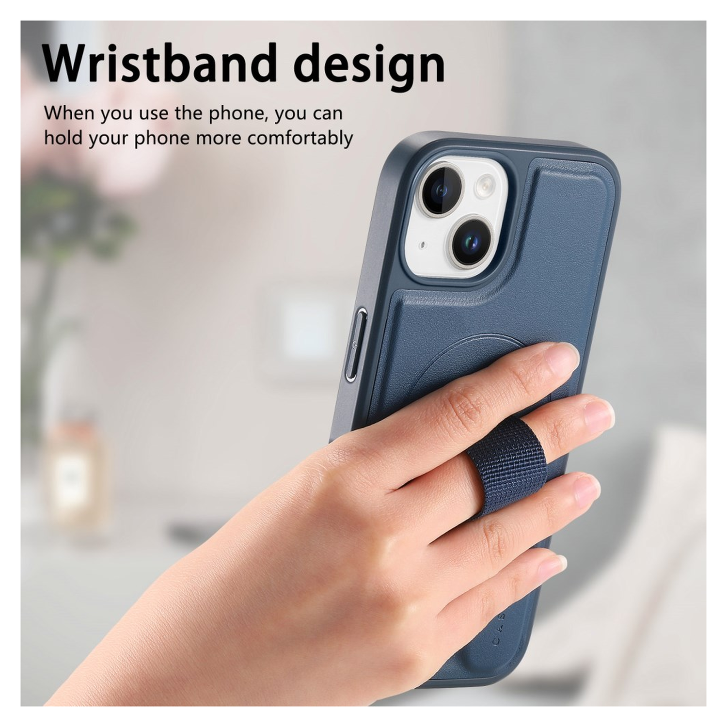 Apple iPhone 15 MagSafe Hoesje met Polsband Blauw afbeelding 7