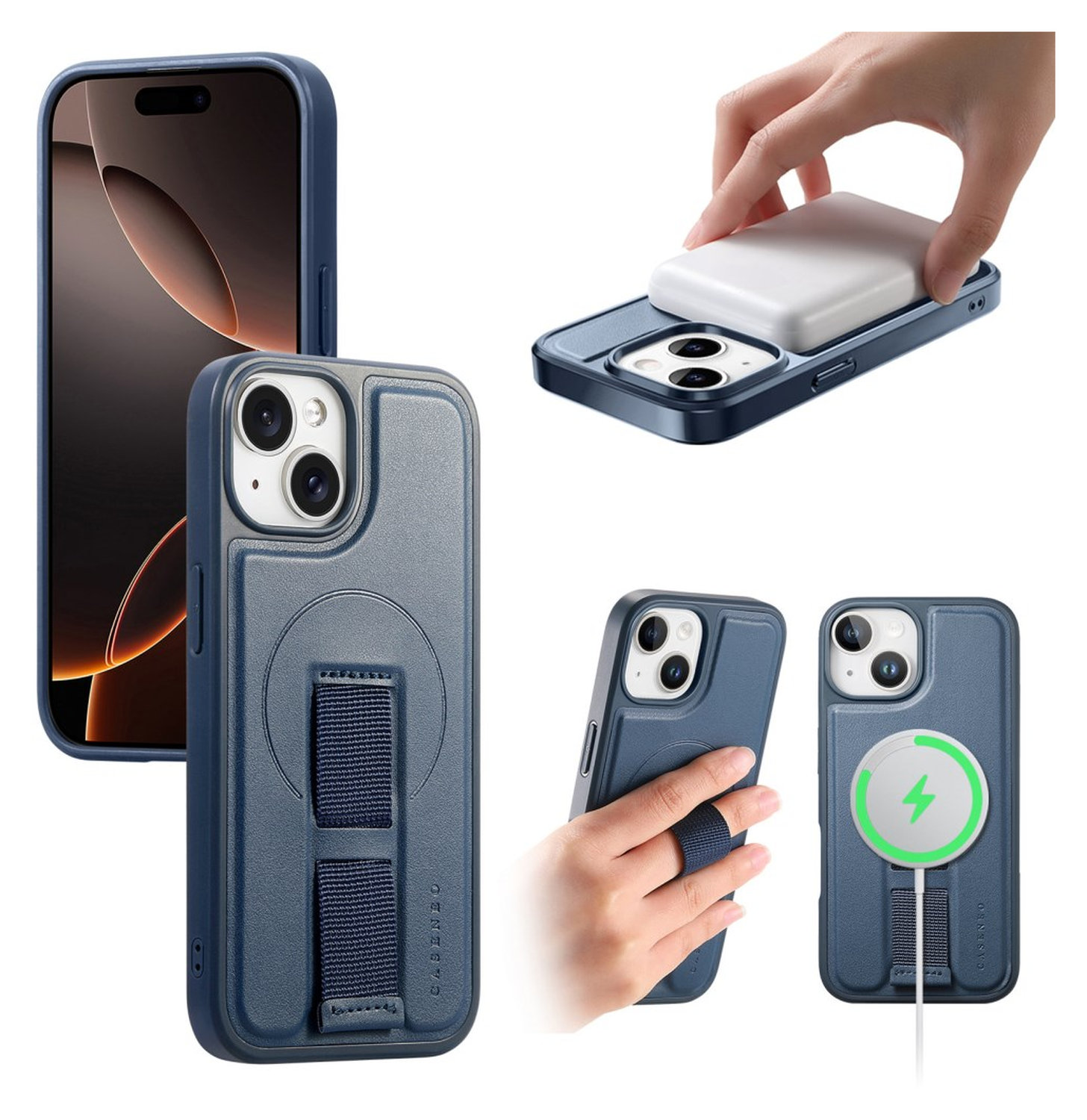 Apple iPhone 15 MagSafe Hoesje met Polsband Blauw afbeelding 8