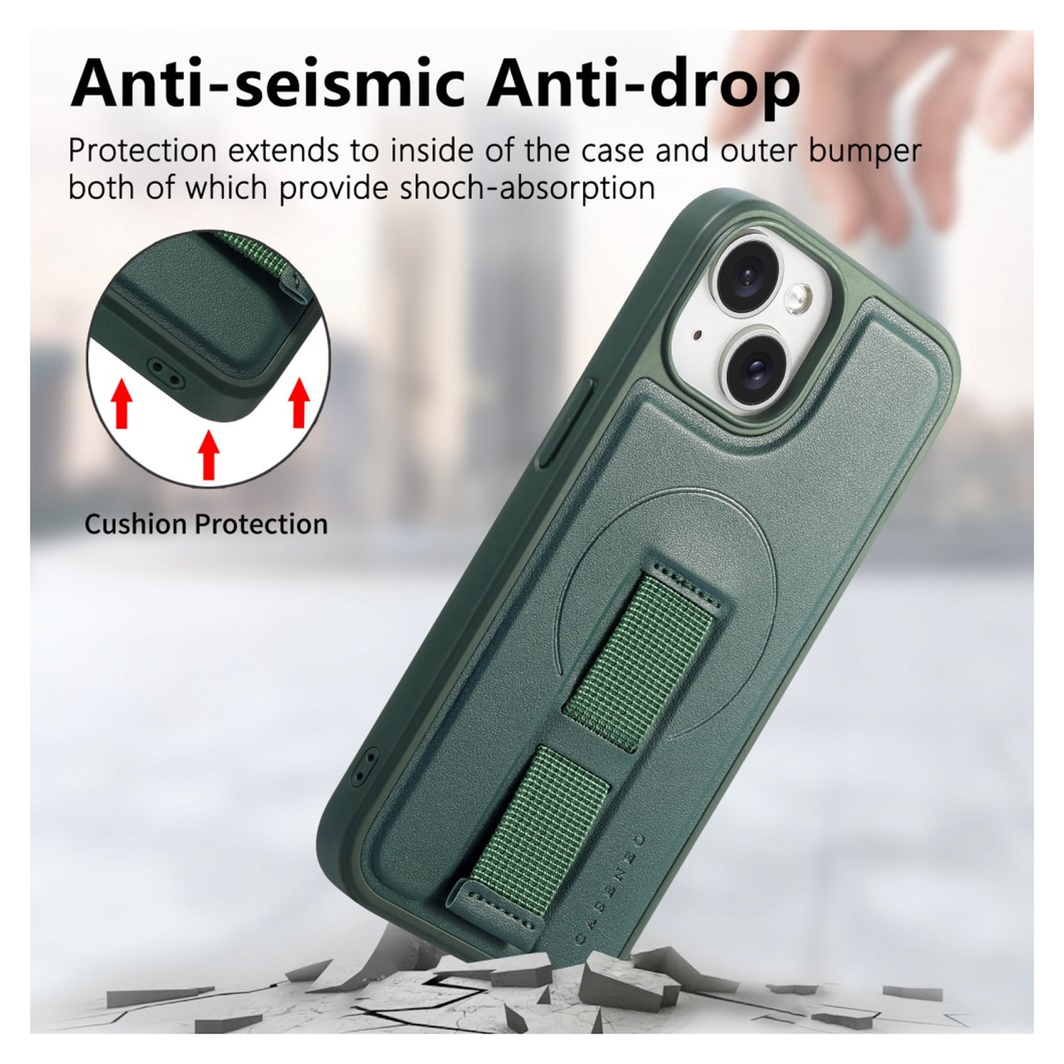 Apple iPhone 15 MagSafe Hoesje met Polsband Groen afbeelding 6