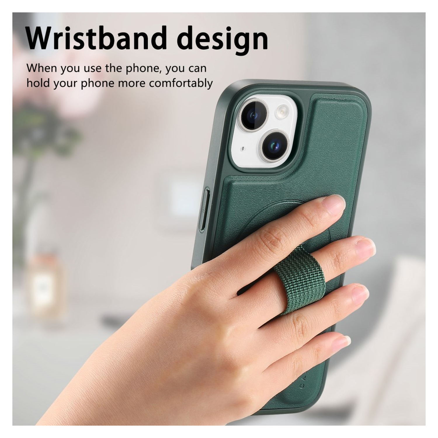Apple iPhone 15 MagSafe Hoesje met Polsband Groen afbeelding 7
