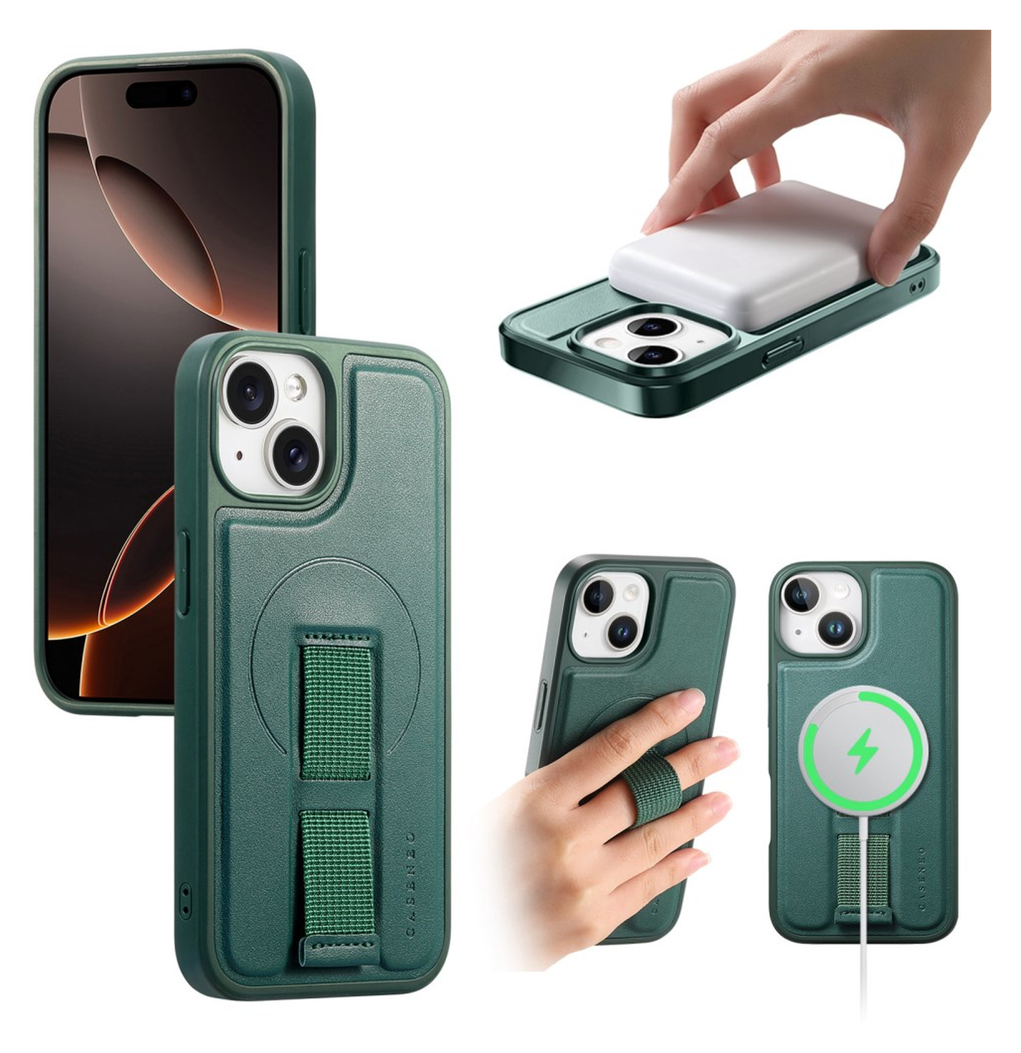 Apple iPhone 15 MagSafe Hoesje met Polsband Groen afbeelding 8