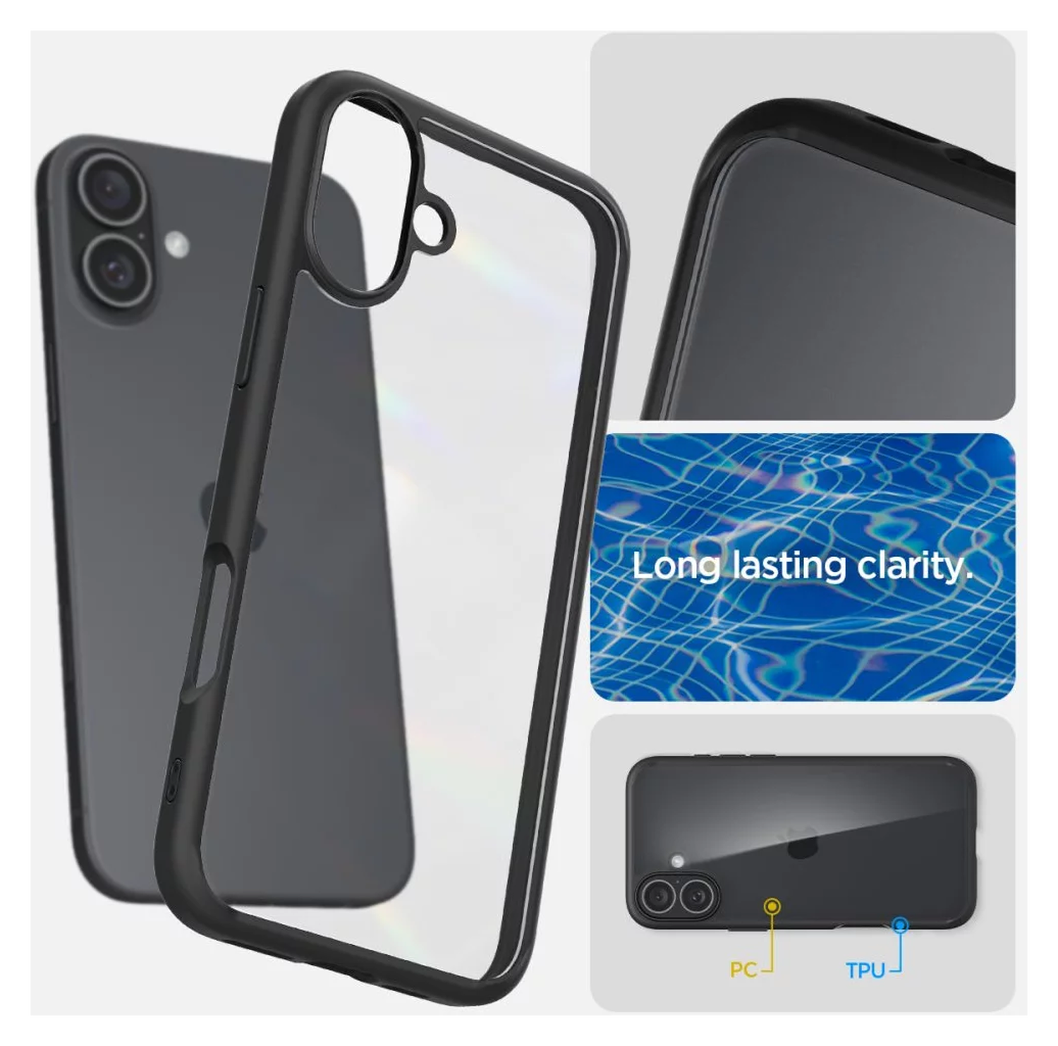 Spigen Ultra Hybrid Apple iPhone 16 Plus Hoesje Back Cover Matte Zwart afbeelding 3