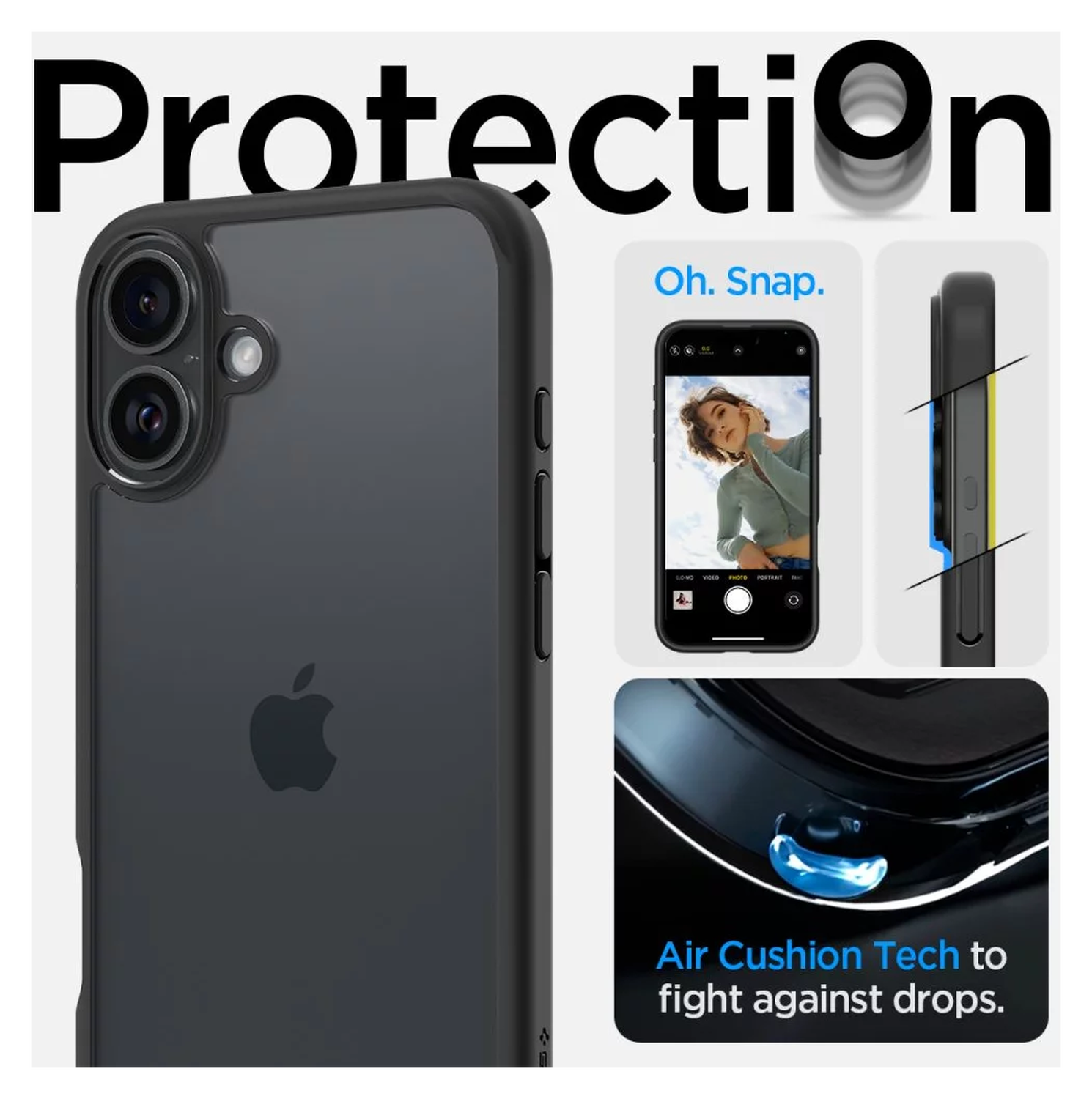 Spigen Ultra Hybrid Apple iPhone 16 Plus Hoesje Back Cover Matte Zwart afbeelding 6