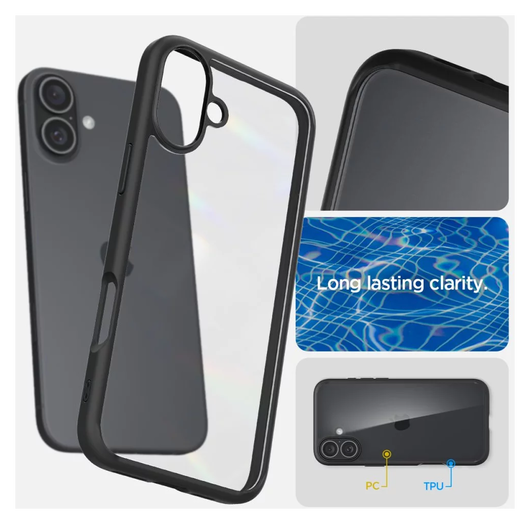 Spigen Ultra Hybrid Apple iPhone 16 Plus Hoesje Back Cover Matte Zwart afbeelding 3