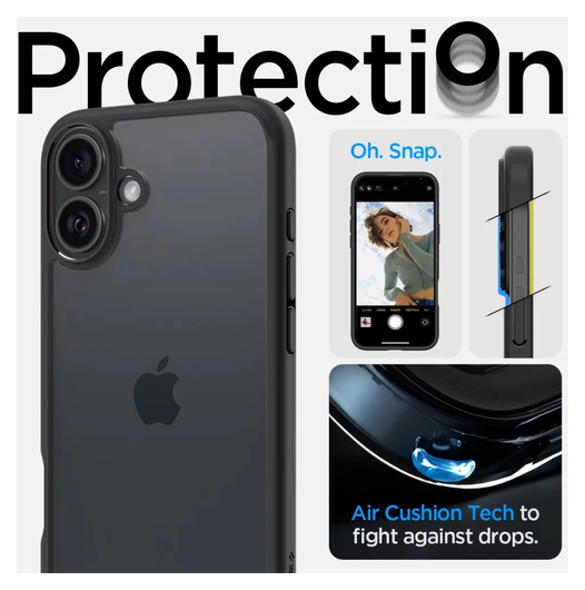 Spigen Ultra Hybrid Apple iPhone 16 Plus Hoesje Back Cover Matte Zwart afbeelding 6