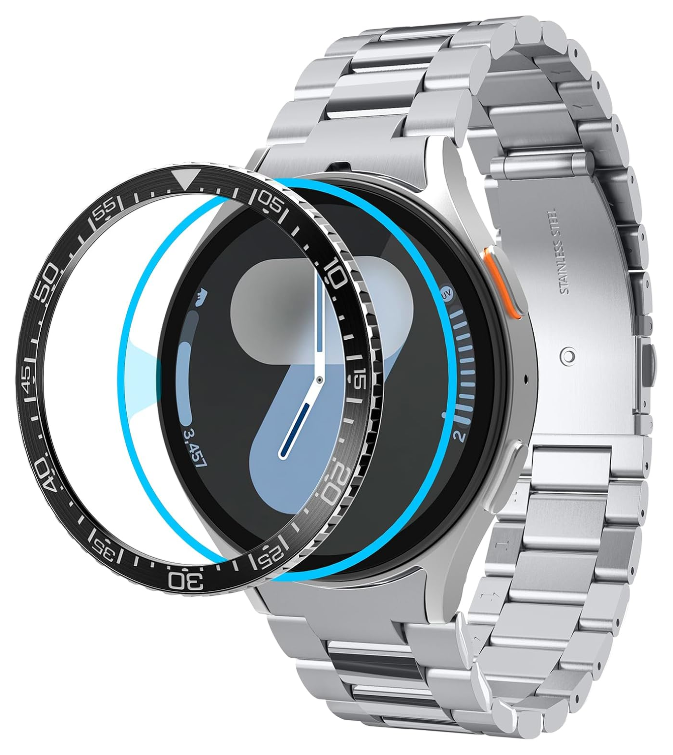 Spigen Samsung Galaxy Watch 7 44MM Bezel Ring Randbeschermer Zwart afbeelding 1