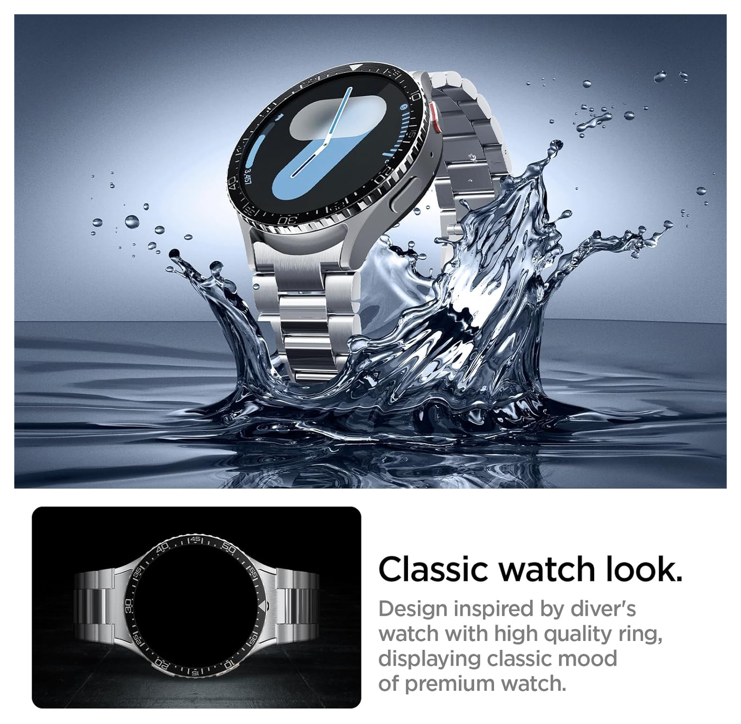 Spigen Samsung Galaxy Watch 7 44MM Bezel Ring Randbeschermer Zwart afbeelding 5