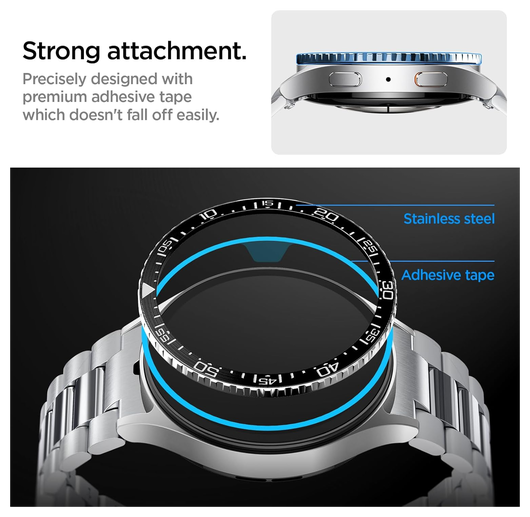 Spigen Samsung Galaxy Watch 7 44MM Bezel Ring Randbeschermer Zwart afbeelding 6