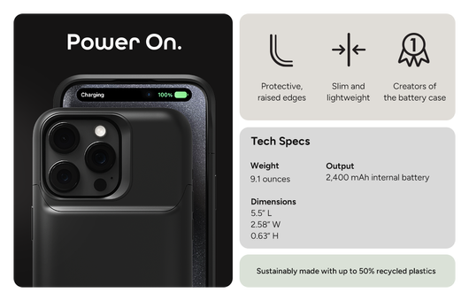 Mophie Juice Back iPhone 16 Battery case Zwart afbeelding 3