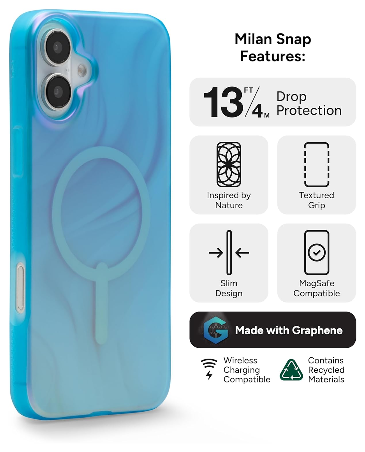 ZAGG Milan Snap Apple iPhone 16 Plus Hoesje MagSafe Back Cover Deep Aurora afbeelding 2