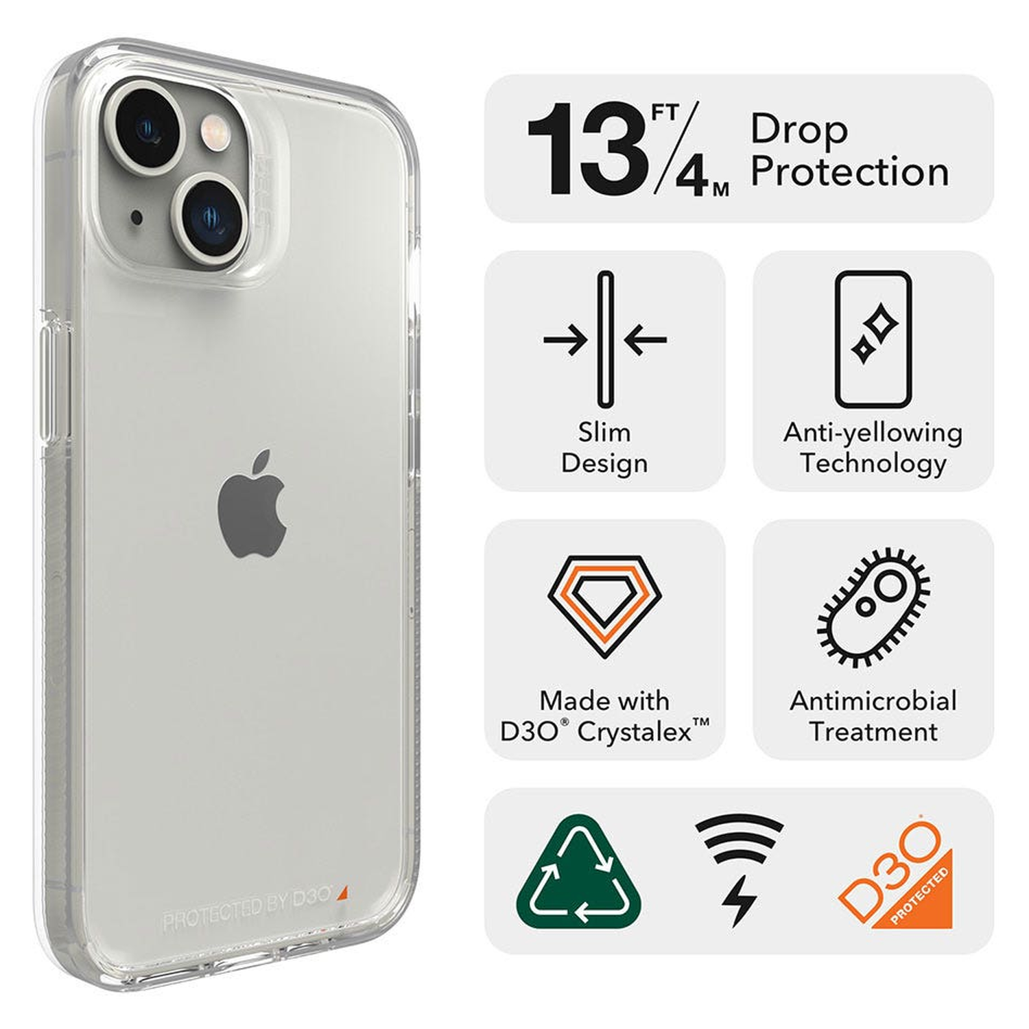 Gear4 Crystal Palace iPhone 14 Backcover Shockproof Transparant afbeelding 4