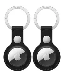 Rosso Element Apple AirTag Sleutelhanger Kunstleer Hoesje 2-Pack Zwart afbeelding