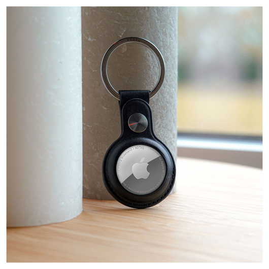 Rosso Element Apple AirTag Sleutelhanger Kunstleer Hoesje 2-Pack Zwart afbeelding 4