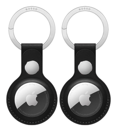 Rosso Element Apple AirTag Sleutelhanger Kunstleer Hoesje 2-Pack Zwart