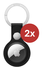 Rosso Element Apple AirTag Sleutelhanger Kunstleer Hoesje 2-Pack Zwart afbeelding 2