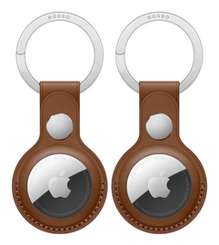 Rosso Element Apple AirTag Sleutelhanger Kunstleer Hoesje 2-Pack Bruin