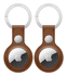 Rosso Element Apple AirTag Sleutelhanger Kunstleer Hoesje 2-Pack Bruin