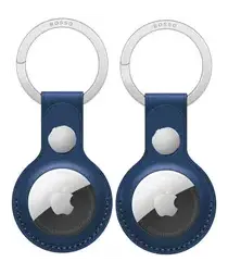 Rosso Element Apple AirTag Sleutelhanger Kunstleer Hoesje 2-Pack Blauw afbeelding