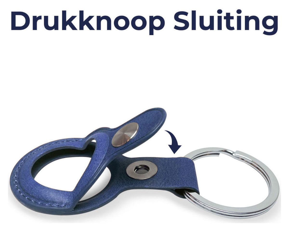 Rosso Element Apple AirTag Sleutelhanger Kunstleer Hoesje 2-Pack Blauw afbeelding 3