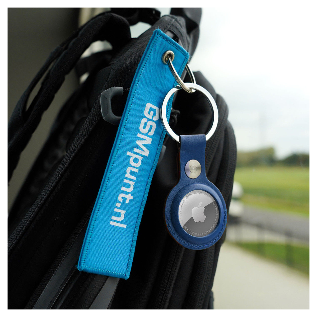 Rosso Element Apple AirTag Sleutelhanger Kunstleer Hoesje 2-Pack Blauw afbeelding 4