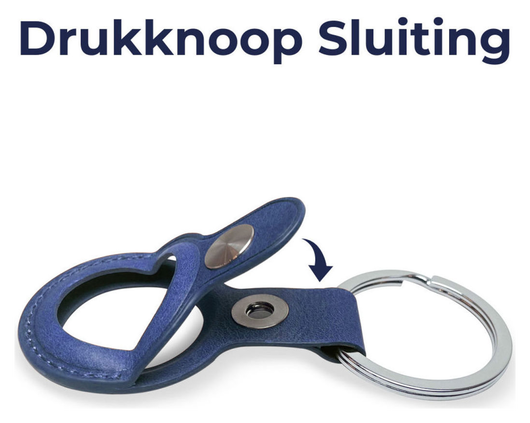 Rosso Element Apple AirTag Sleutelhanger Kunstleer Hoesje 2-Pack Blauw afbeelding 3