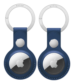 Rosso Element Apple AirTag Sleutelhanger Kunstleer Hoesje 2-Pack Blauw