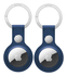 Rosso Element Apple AirTag Sleutelhanger Kunstleer Hoesje 2-Pack Blauw