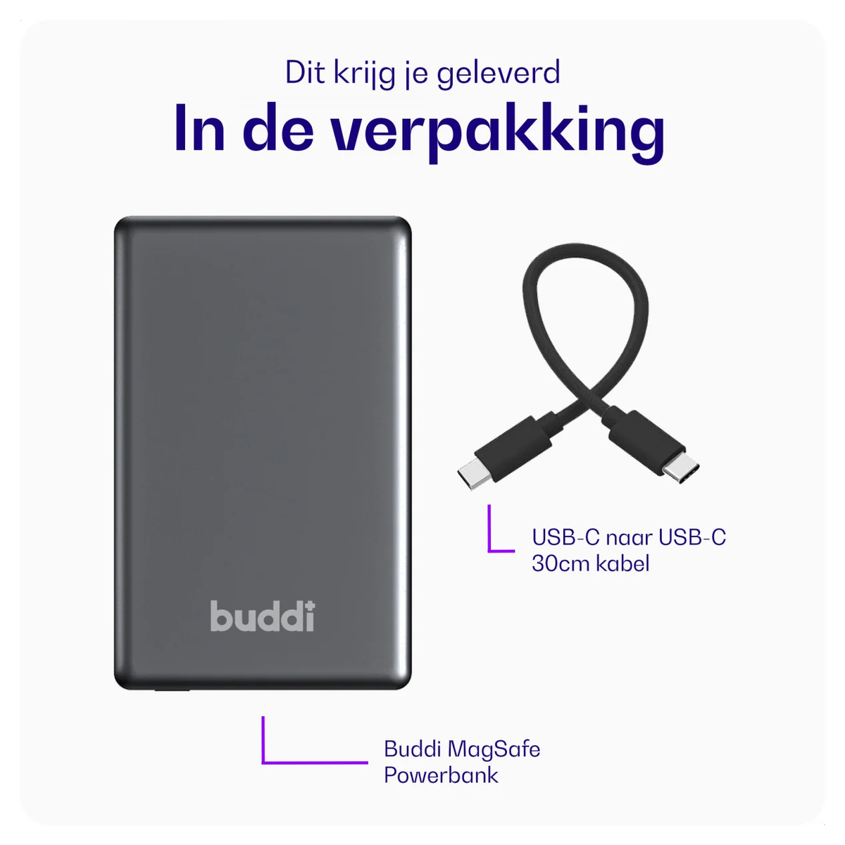Buddi Connect 5.000 mAh MagSafe Powerbank Duo Pack Zwart 20W afbeelding 14