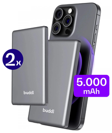 Buddi Connect 5.000 mAh MagSafe Powerbank Duo Pack Zwart 20W