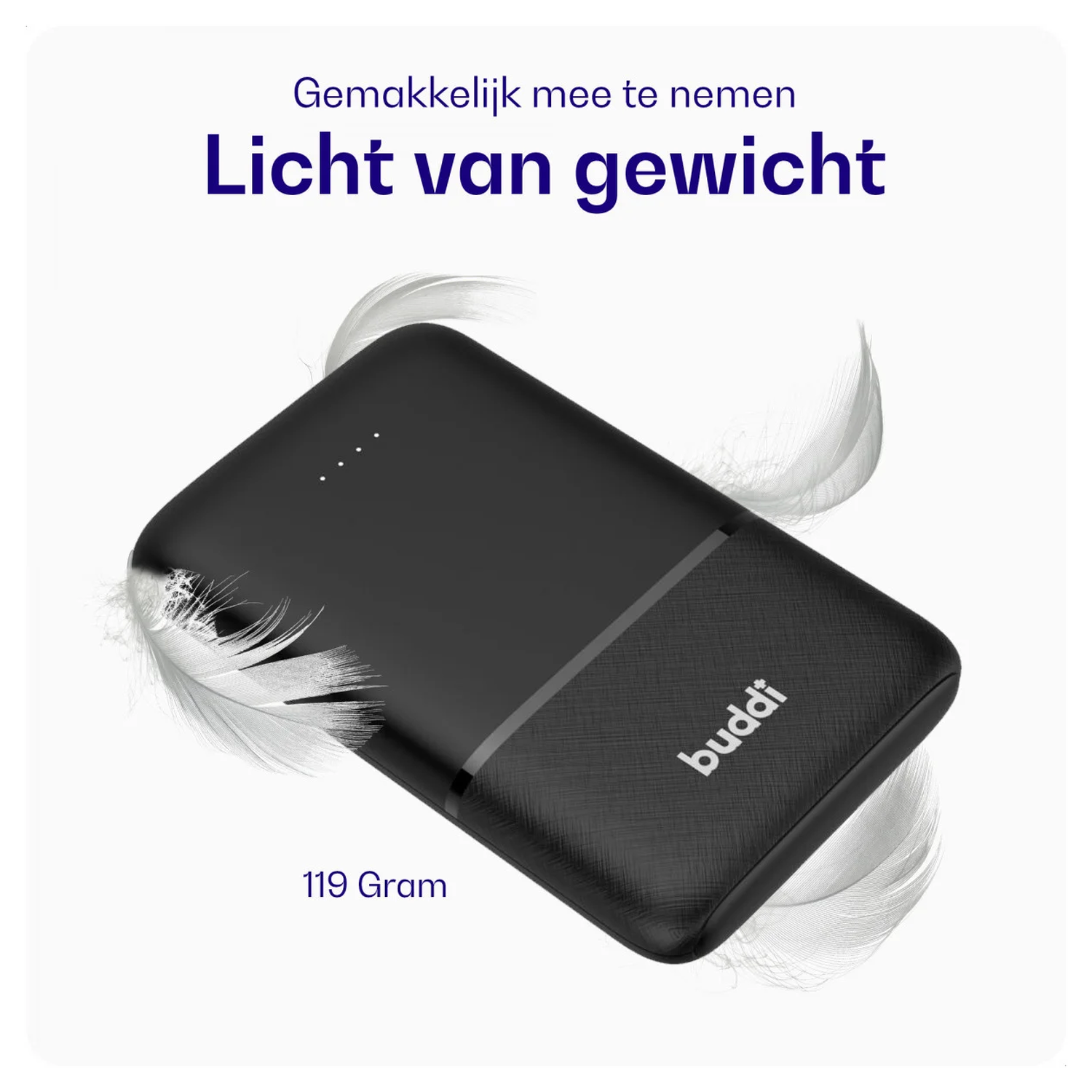 Buddi Go Powerbank USB-C Reisformaat Mini Compact 5.000 mAh Duo Pack Zwart afbeelding 3