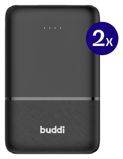 Buddi Go Powerbank USB-C Reisformaat Mini Compact 5.000 mAh Duo Pack Zwart afbeelding 2