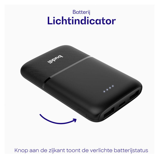 Buddi Go Powerbank USB-C Reisformaat Mini Compact 5.000 mAh Duo Pack Zwart afbeelding 6