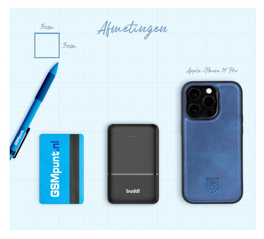 Buddi Go Powerbank USB-C Reisformaat Mini Compact 5.000 mAh Duo Pack Zwart afbeelding 9