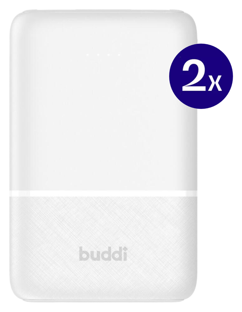 Buddi Go Powerbank USB-C Reisformaat Mini Compact 5.000 mAh Duo Pack Wit afbeelding 2