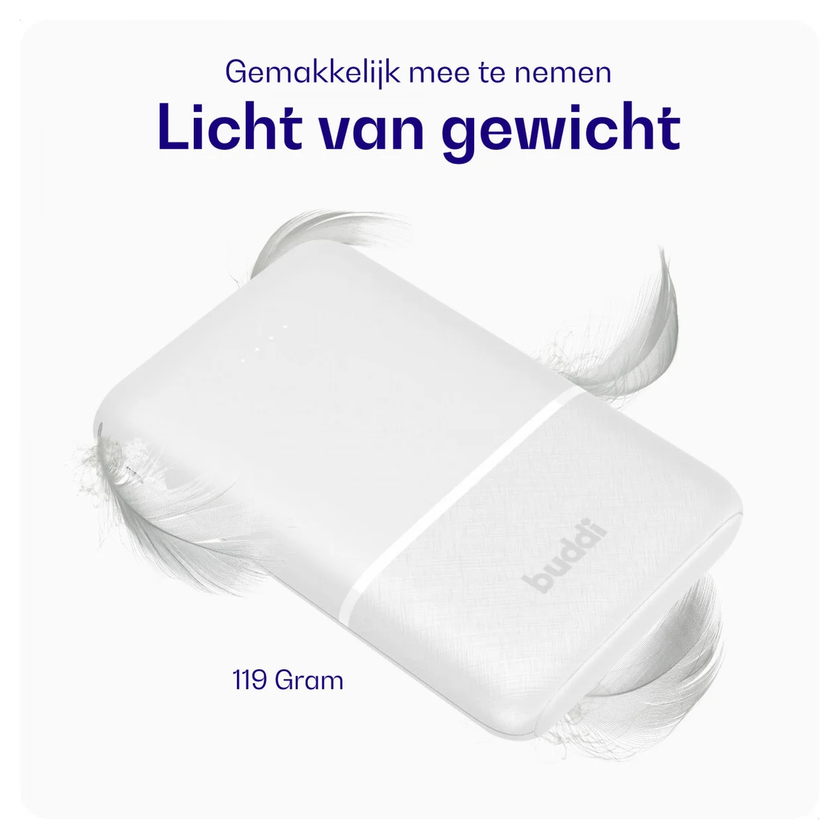 Buddi Go Powerbank USB-C Reisformaat Mini Compact 5.000 mAh Duo Pack Wit afbeelding 3