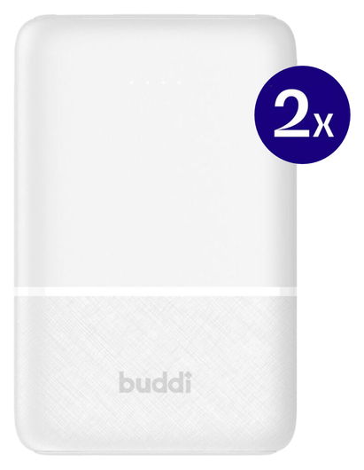 Buddi Go Powerbank USB-C Reisformaat Mini Compact 5.000 mAh Duo Pack Wit afbeelding 2