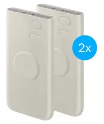 Originele Samsung 25W Wireless Powerbank met USB-C 10.000 mAh Duo Pack Beige afbeelding