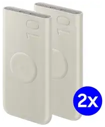 Originele Samsung 25W Wireless Powerbank met USB-C 10.000 mAh Duo Pack Beige afbeelding