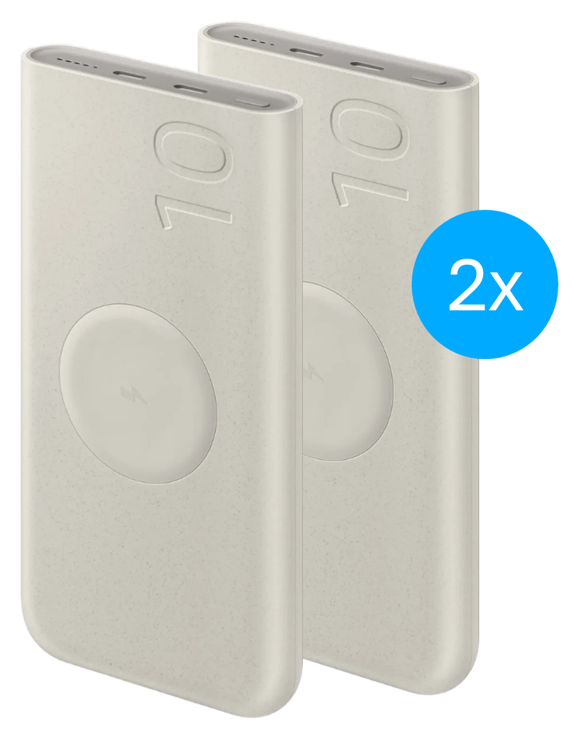 Originele Samsung 25W Wireless Powerbank met USB-C 10.000 mAh Duo Pack Beige afbeelding 1
