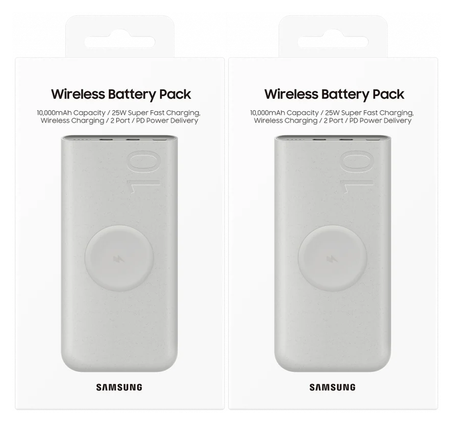 Originele Samsung 25W Wireless Powerbank met USB-C 10.000 mAh Duo Pack Beige afbeelding 12