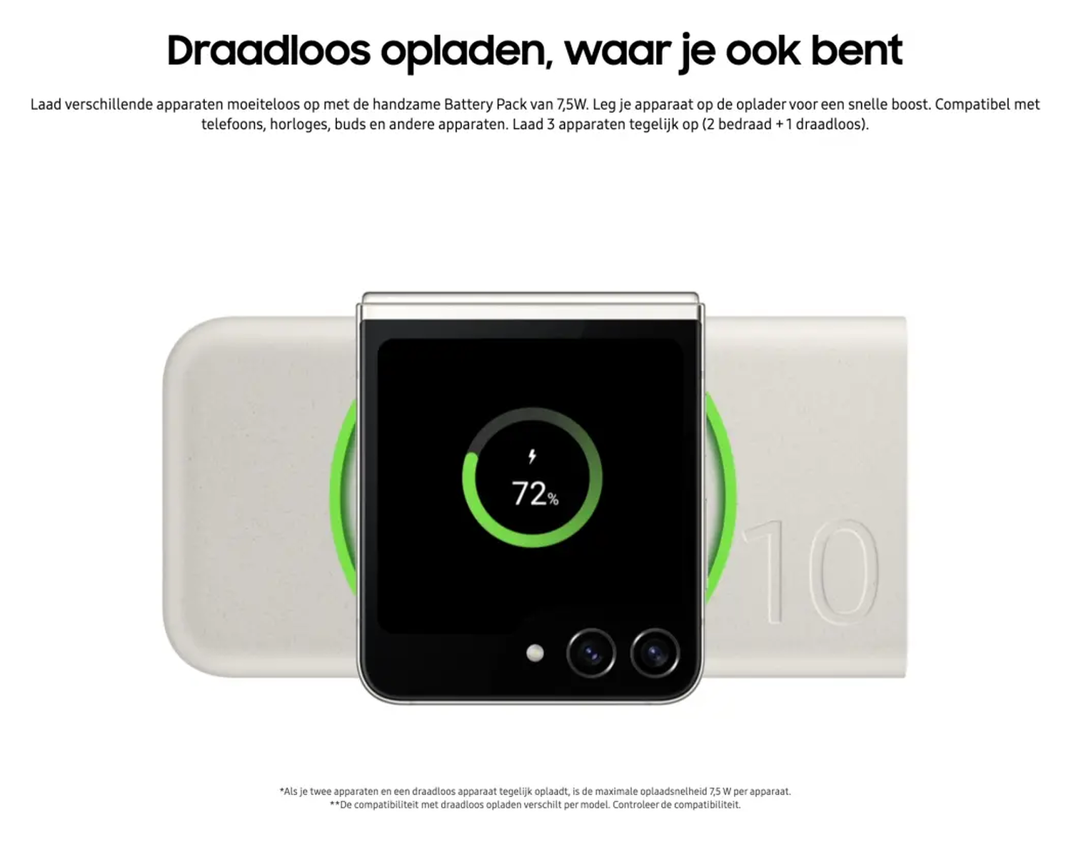 Originele Samsung 25W Wireless Powerbank met USB-C 10.000 mAh Duo Pack Beige afbeelding 5